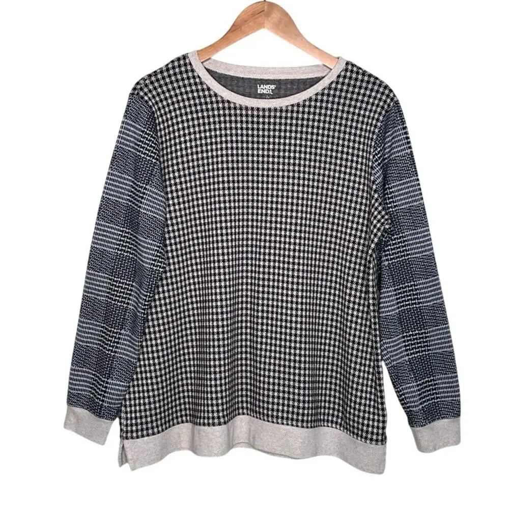 Lands End sport knit jacquard sweatshirt tunic size large